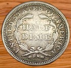 1858 Seated Liberty Half  Dime  vf   -  Beautiful Better Grade Coin