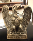 2 Vtg 1968 Colonial Hampton Virginia Cast Brass 1776 Eagle Bookends Set