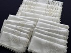 Vtg Antique Bridal White Set Lot 6 Placemats 15 Napkins Point De Gaze Filet Lace