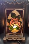 Vtg Tiffany Style Framed Leaded Stained Glass With Light