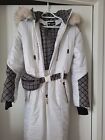 White Women  Ski Suit  Snow Jumpsuit  Winter Warm Activewear  Great Gift Idea  