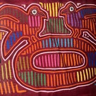 Vintage Kuna Mola Panama Folk Art Textile Handmade Two Birds 16 x12  Face