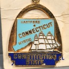 Vintage Connecticut Hard Enamel Metal Travel Souvenir American State Charm Fort