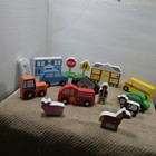 Melissa And Doug  Wood Toys Animals trucks buildings signs 15 Pieces