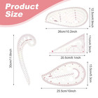 4 Pcs Sewing Ruler Clear Metric French Curve Ruler - Flexible Plastic Sewing Mea