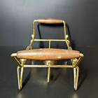 Vintage Mid Century Modern Chafing Stand Metal W  Wood Handles  Warming Stand