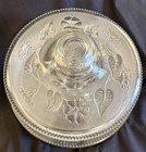 Vtg Etched Glass 12  Cake dessert Plate W  Matching Dome