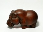 Japanese Boxwood Carved River Horse Figure Statue Netsuke Old Collectable Gift