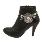 Women Silver Metal Chain Boot Bracelet Shoe Live To Ride Charm Biker Accessory