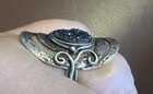 Vintage 925 Sterling Silver Black Drusy Quartz Statement Ring Size 12