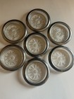 Set Of 7 Leonard Silver Plated Crystal Glass Coasters 4    Made In Italy Vtg