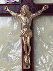 Vintage Ornate Filigree Inri Crucifix Jesus Wall Framed Gold Celluloid 8 X 6 75   