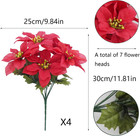 4 Pcs Artificial Poinsettia Bushes Poinsettias Artificial Christmas Flowers Red 