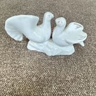 Porcelain Dove   Pigeon Pair Bird Figurine With Pink Rose  Made In China