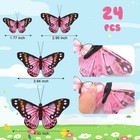 24 Pcs Monarch Butterfly Decorations 4 Size Artificial Monarch Feather Fake B   