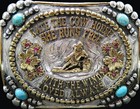 Western Barrel Racing Rodeo Turquoise Red Stones Trophy Belt Buckle