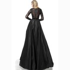 Elegant V-neck Evening Dresses Long Sleeves Lace Floor Length Formal Prom Gowns