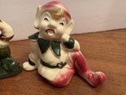 Pair Of Vintage Walker Pottery Sitting Posing Pixie Elf Figurines