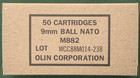 Olin   Wcc  9 Mm  M882 Ball Nato Pre - Gulf War New Replica 50 Round Ammo Boxes