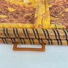 Vintage Folding Knitting Sewing Caddy Wooden Frame Orange Psychedelic Floral Bag