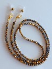 Eyeglass Chain 27  Gold   Grey Beaded Holder Strap Reading Glasses Icandy Clips