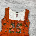 Vtg Heller Salzburger Trachten Oktoberfest Dress Ladies Small 30 Orange German