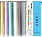65pcs Aluminum Knitting Needle Set - Colored Straight Single Pointed Needles 2 5