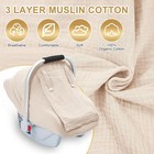 3 Layer Muslin Baby Car Seat Cover  Infant Cover With Mesh Wheat 