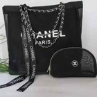 Newchanel Vip Gift Beauty Mesh Tote Bag Beach Pouch Bag Case Storage Black