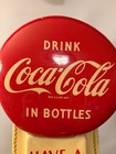 Vintage Coco-cola Advertising Sign Calendar Holder Tin Button Have A Coke