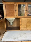 Antique Oak Hoosier Cabinet Zinc Top Vintage Cupboard