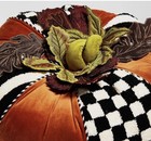 Mackenzie Childs Harvest  Check And Stripe Round Pumpkin Pillow- New In Bag