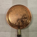 Vintage Bed Warmer Copper   Wood Engraved Asian Motif Rustic Farmhouse Wall Art