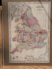 Antique Johnson s Map Of England   Wales 1863 Civil War Era Hand Colored 