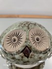 Mcm 70s Vintage Ceramic Owl Figurines Round Squatty Light Greenish Olive