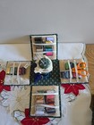Vintage Singer Sewing Kit Foldable  Padded Green Cube Scissors Thread Set Nos