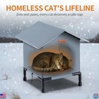 Weatherproof Insulated Cat House - Elevated Self-warming Shelter For Cats  Grey