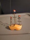 Hand Painted Wooden Boat Model Nautical Folk Art Pre-built Ready To Go