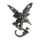 Pewter Fairy Figurine Statue Fantasy Woman Butterfly Wings 6 Blue Rhinestone 6 h