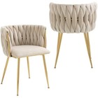 Velvet Dining Chairs Set Of 2  Woven Upholstered Dining Chairs With Go