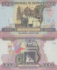 Philippines 2000 Piso 1998 P 189 Unc Commemorative Minor Foxing With Folder