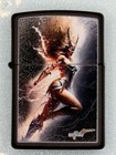 Goddess Of Lightning Black Light Black Matte 46412 Zippo Lighter New Mazzi