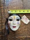 Vtg Hand Painted Ceramic Mask 4  Mardi Gras Opera Fancy Faces New Orleans