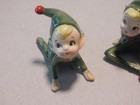 Vintage Christmas Pixie Elf 3 Figurines Japan Tumbling Elves Green