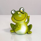 Handmade Ceramic Frog With Dragonfly Figurine Garden Decor Cute Green Statue