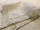  7657    antique French Wide Valenciennes Clover Lace Handkerchief Heirloom
