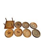 Vintage Scottie Dog Wooden Coaster Set Mcm 7pc Mid Century Modern Cottage Farm