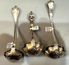 Set Of 3 Baker Manchester Sterling Silver Antique Ladles 4 5in -5 75in