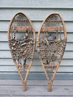 Great Vintage Wooden Old Snowshoes W  Leather Bindings Handcrafted  38 X 13