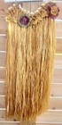 Vintage Hawaiian Tahitian Polynesian Natural Grass Hula Skirt W shells 37  Long